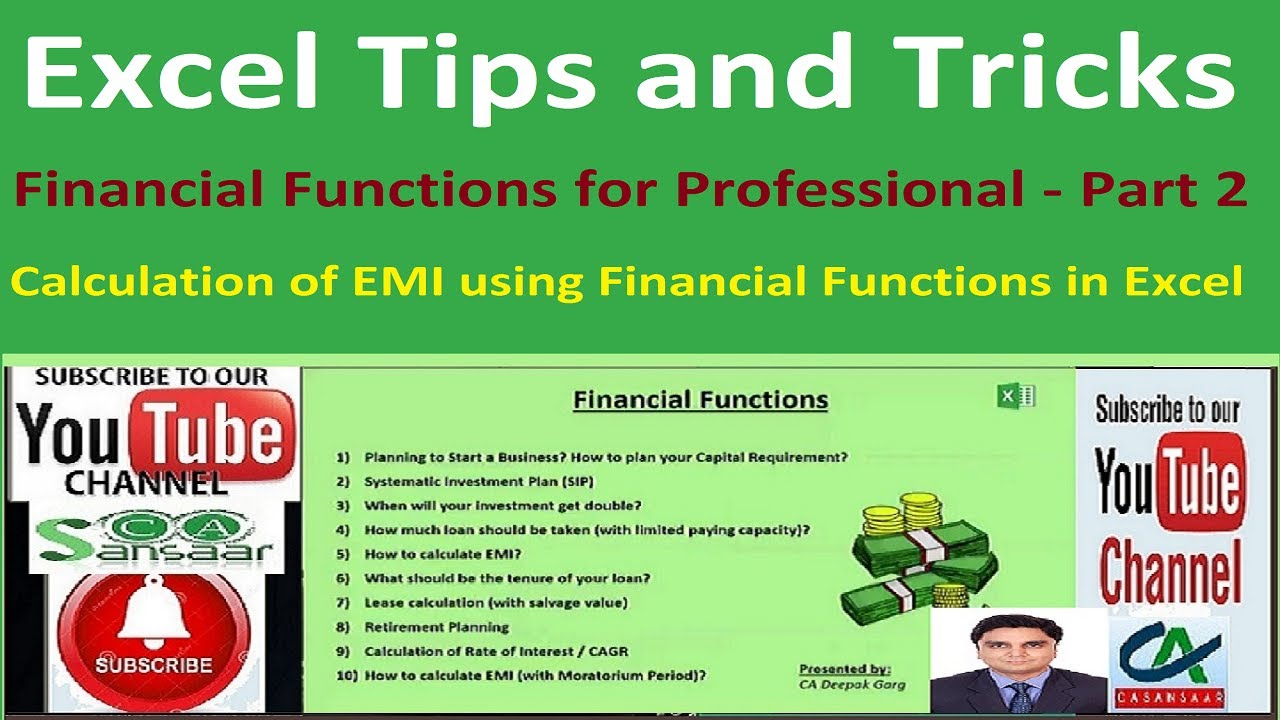 Calculation of EMI using Financial Functions in Excel | Excel Tips and Tricks