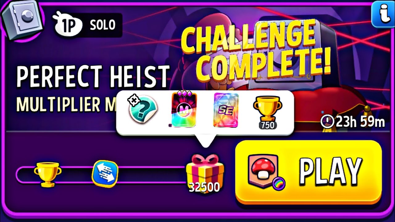 multiplier mushrooms rainbow perfect heist solo challenge | match masters | mushrooms solo 