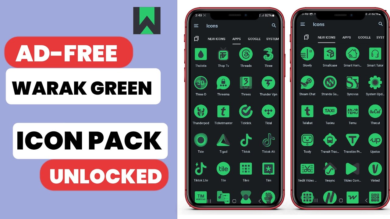 Best Free Warak Green Icon Pack App for Android