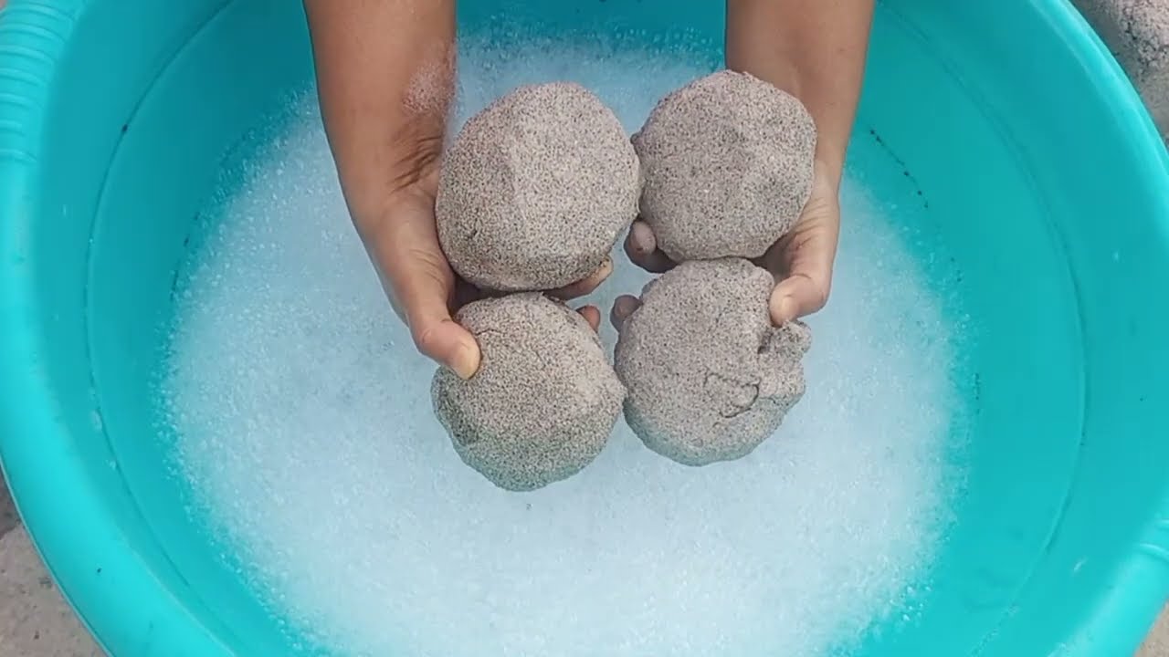 Asmr soft sand cement water crumbling