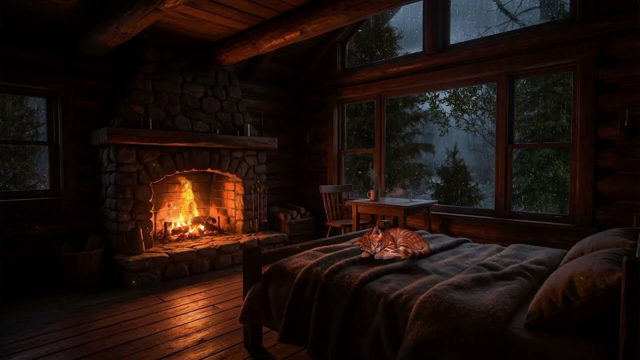 Unbelievably Cozy: Isolated Alpine Cabin in Heavy Rain 🌧️ 4K Cinematic Sleep