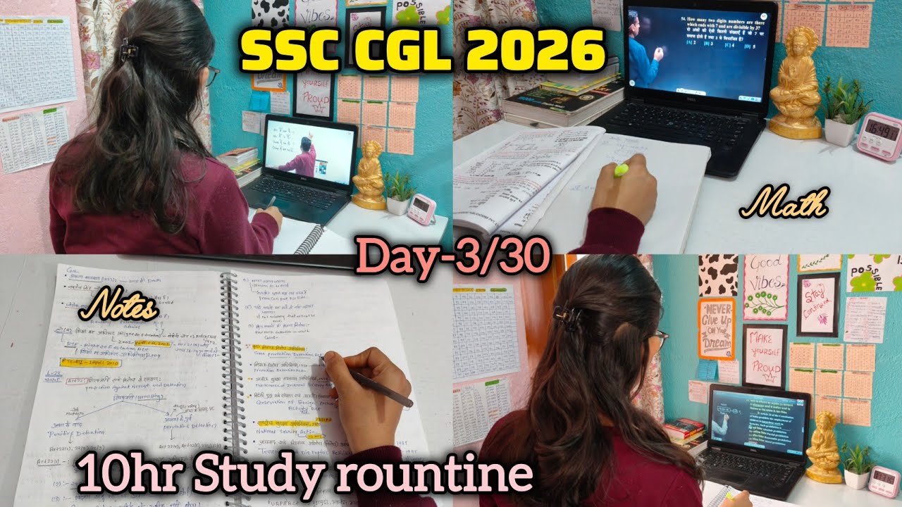 Day-3/30Days Study challenge 🌟ll SSC CGL 2026🎯ll 10hr Study rountine ll#ssccgl2026 #ssccgl#ssc#study