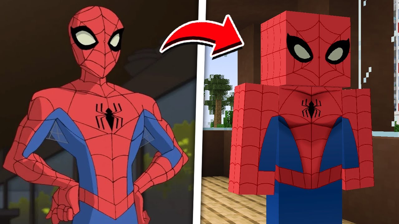 RECRIEI O UNIFORME DO DESENHO DO HOMEM ARANHA NO MINECRAFT