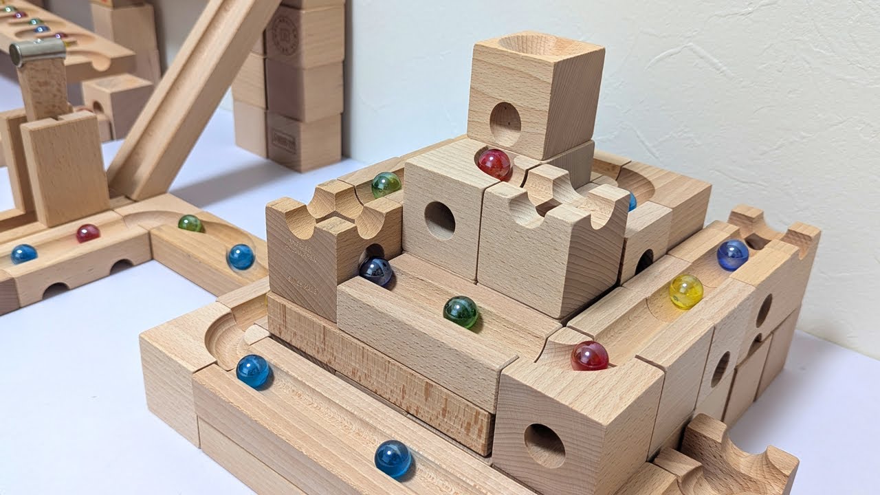 Marble Run ASMR ☆ Satisfying Cuboro Wooden Spiral Long Course