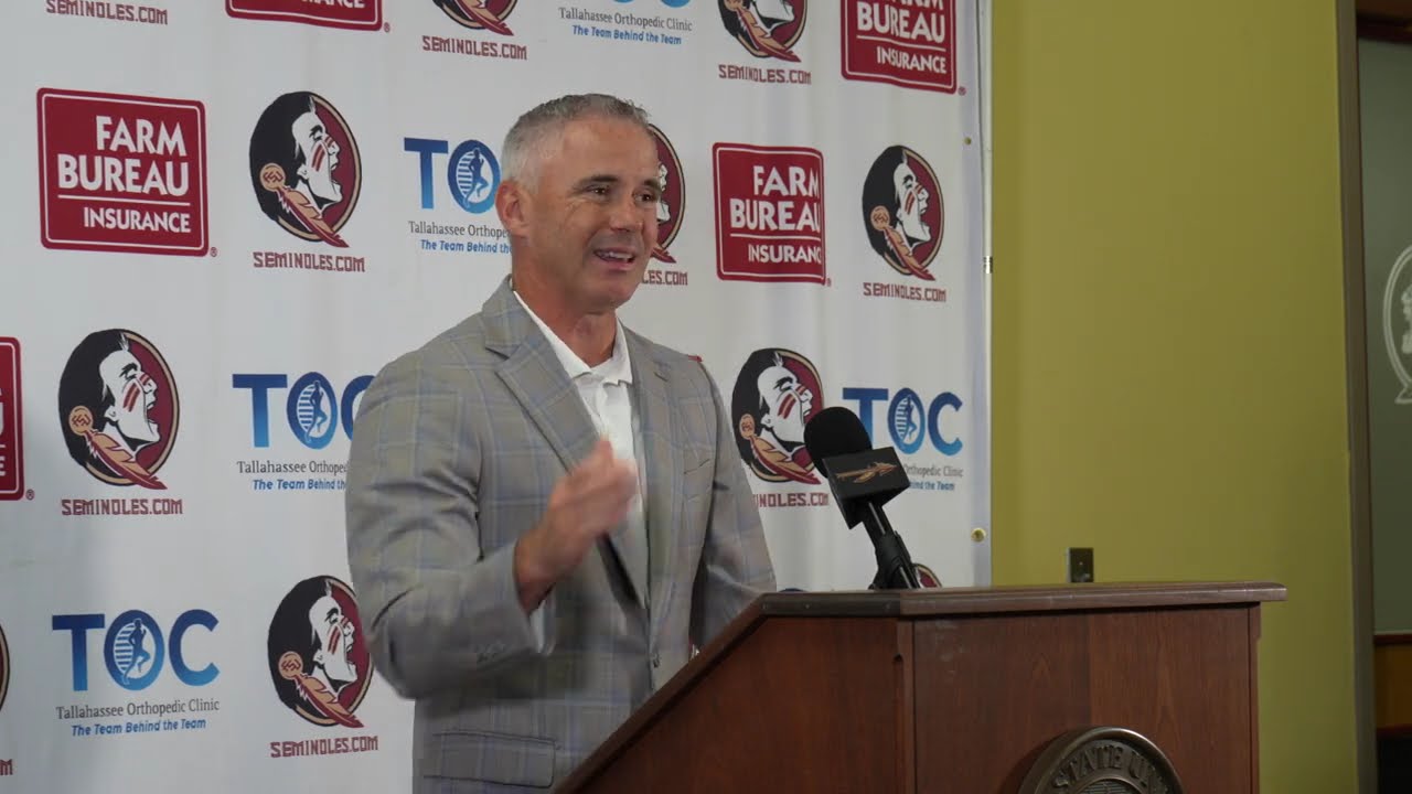 JAMES HILL SPORTS FSU FOOTBALL HEAD COACH MIKE NORVELL SEMINOLES PRE-CAMP PRESS CONFERENCE 7-27-2026