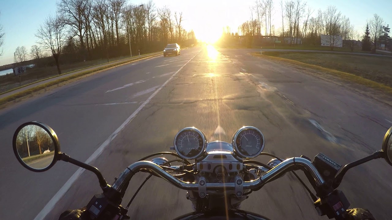 Yamaha Virago xv 700 1985 ride with push start - first ride with new rear cylinder
