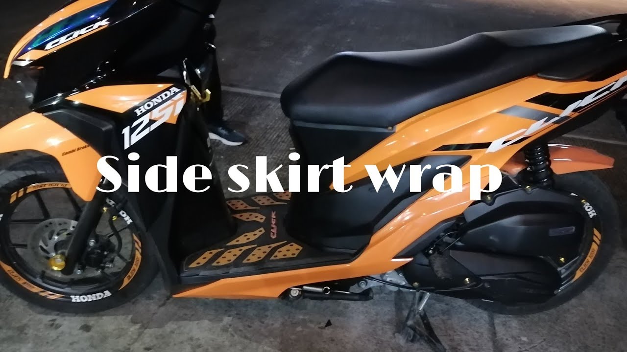 Honda click side skirt wrap, gloss orange