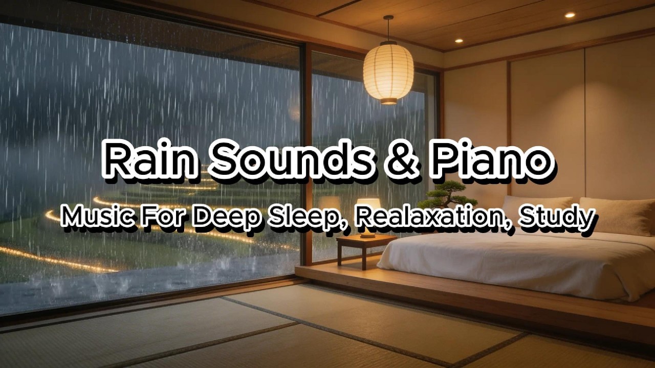 Rain Sound & Piano 🌧️ Rainy Mountain Night | Zen Bedroom for Deep Sleep