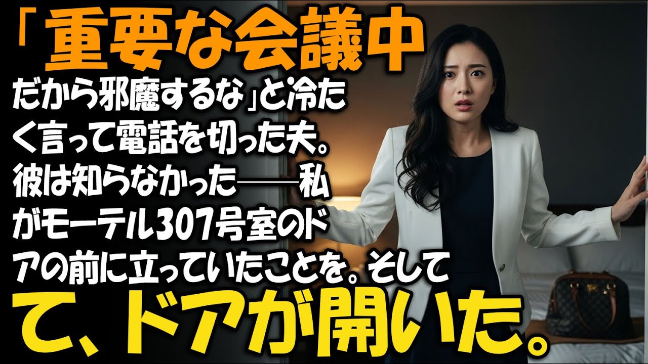「重要な会議中だから邪魔するな」と冷たく言って電話を切った夫。彼は知らなかった——私がモーテル307号室のドアの前に立っていたことを。そして、ドアが開いた。【家族ドラマ】【静かな復讐】