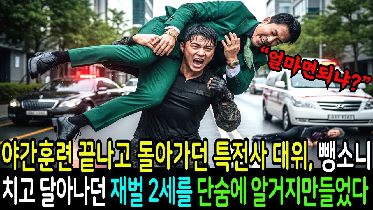 야간훈련 끝나고 돌아가던 특전사 대위, 뺑소니 치고 달아나던 재벌 2세를 단숨에 알거지만들었다