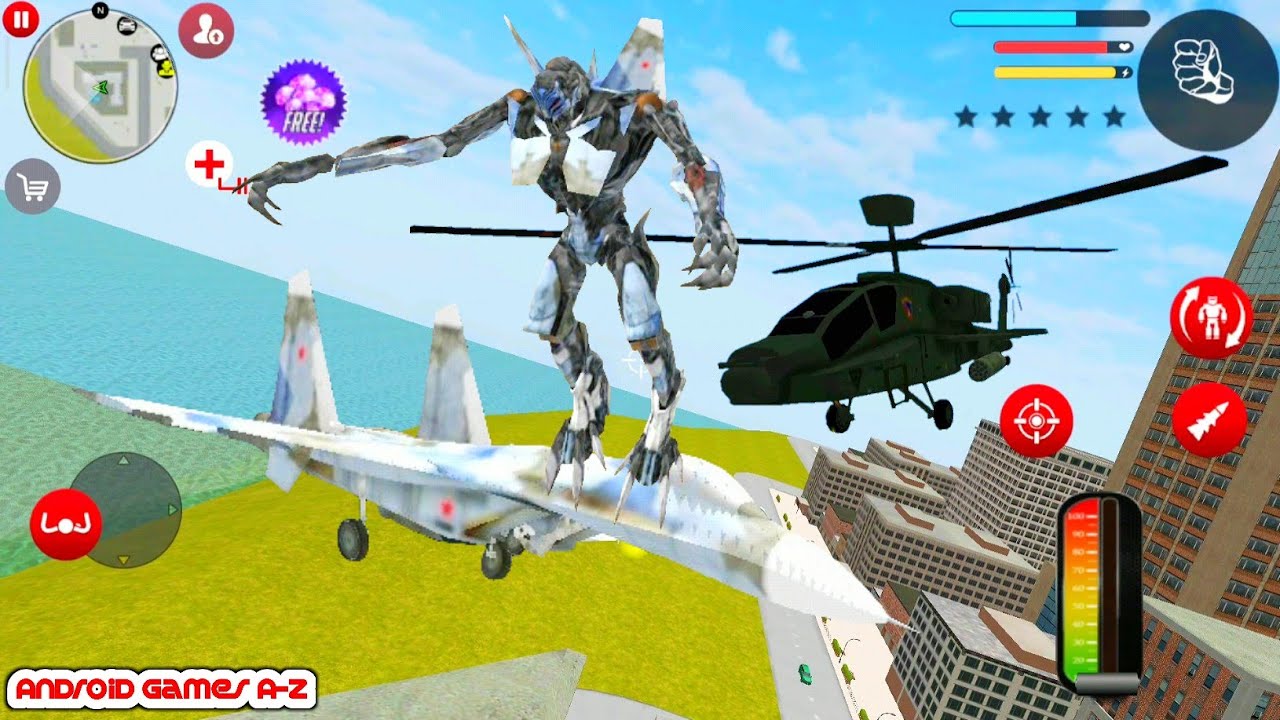 Naxeex Robot Car Mod Apk - Jet Robot VS Helicopter #62 | Best Gameplay FHD