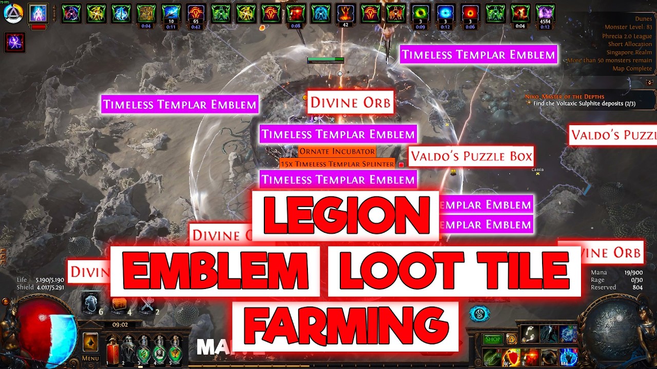 CHEAP SETUP LEGION EMBLEM AND LOOT TILE FARMING - POE 3.27 PHRECIA 2
