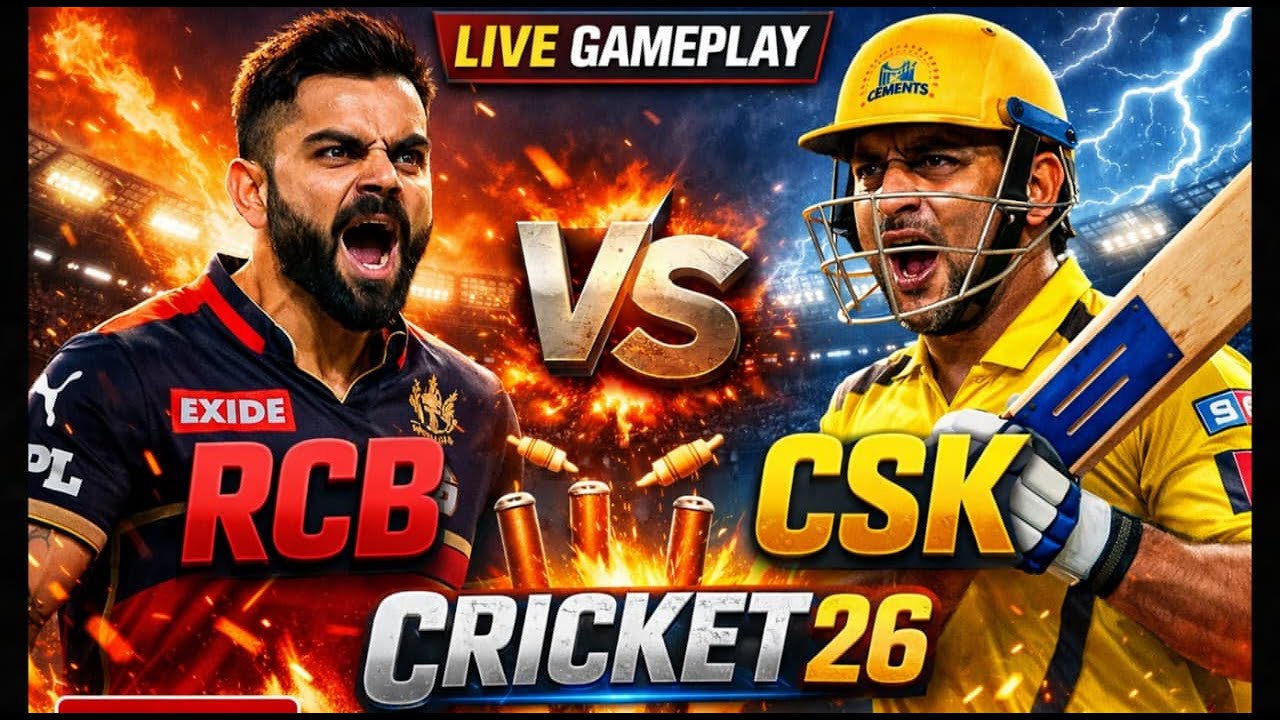 RCB vs CSK LIVE Gameplay 🔴 | IPL Rivalry in Cricket 26 | Realistic Match
