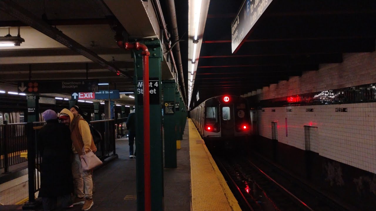 R179 #3138/#3166 145 St bound (C) + R211A #3408 (A) leaving West 4 Street 