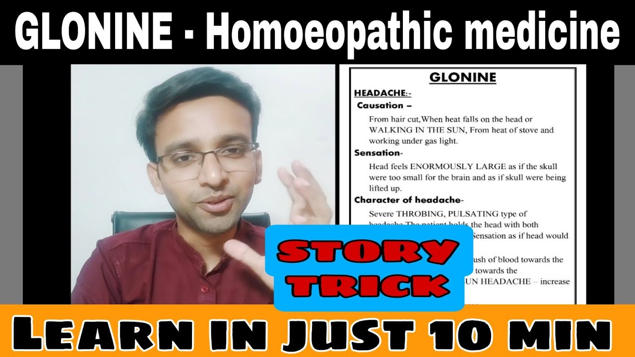 GLONINE - TRICK TO LEARN MATERIA MEDICA/HEADACHE/STORY TRICK