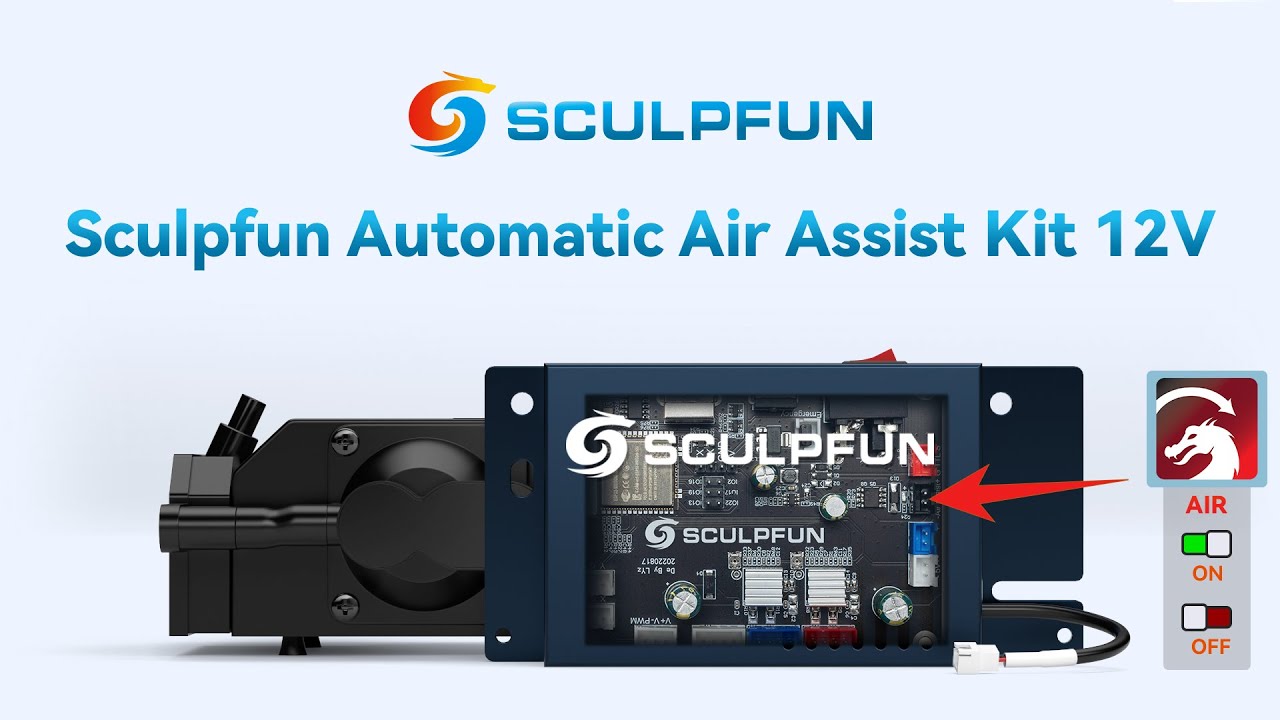 Sculpfun Automatic Air Assist System Kit 12V Version | Suitable for Upgrading S9/S10 | Step By Step