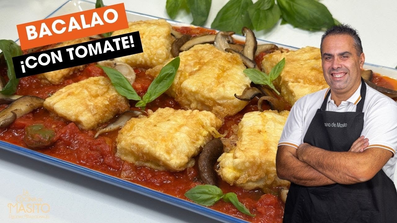Bacalao con tomate y setas Receta super rica