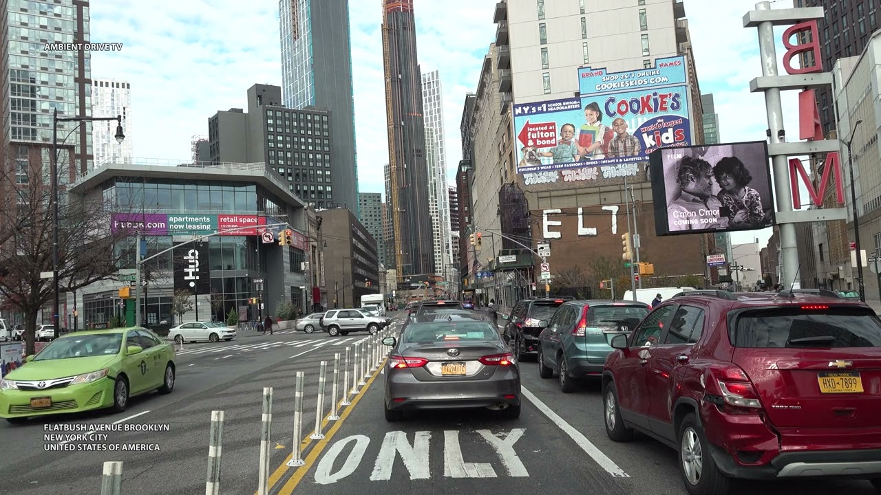 DRIVING NEW YORK CITY USA 4K - FLATBUSH AVENUE BROOKLYN - AMBIENT DRIVE TV