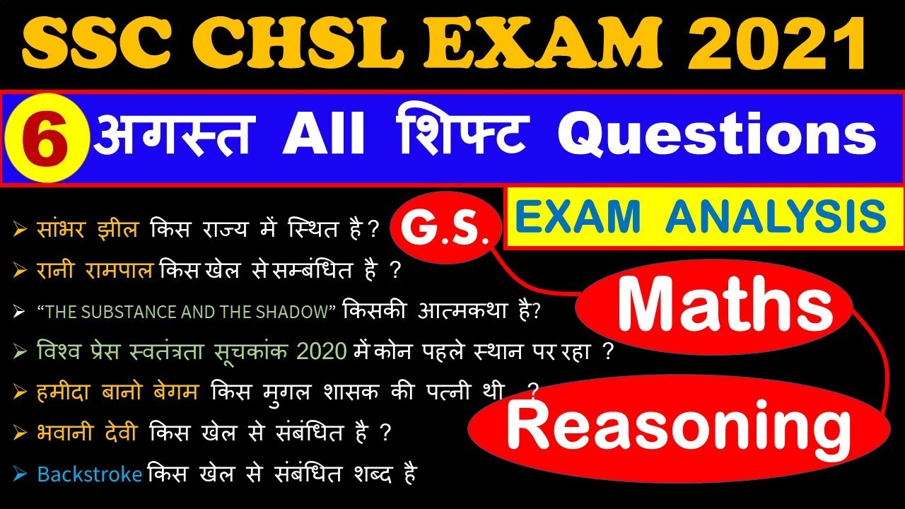 SSC CHSL (6 August 2021, All Shifts) | Exam Analysis | Asked Questions | Maths | GS | Reasoning