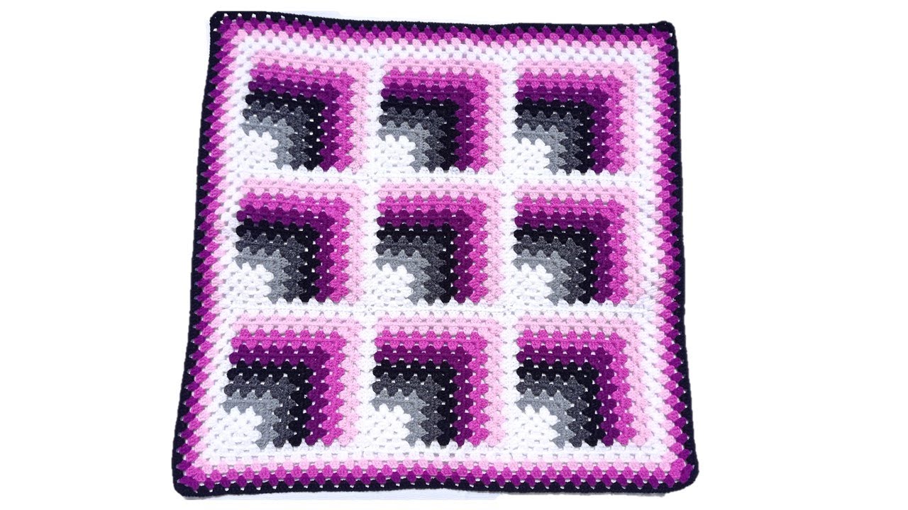 Como tejer el Cuadrado o muestra de colores N° 63 a crochet para colchas y cojines paso a paso