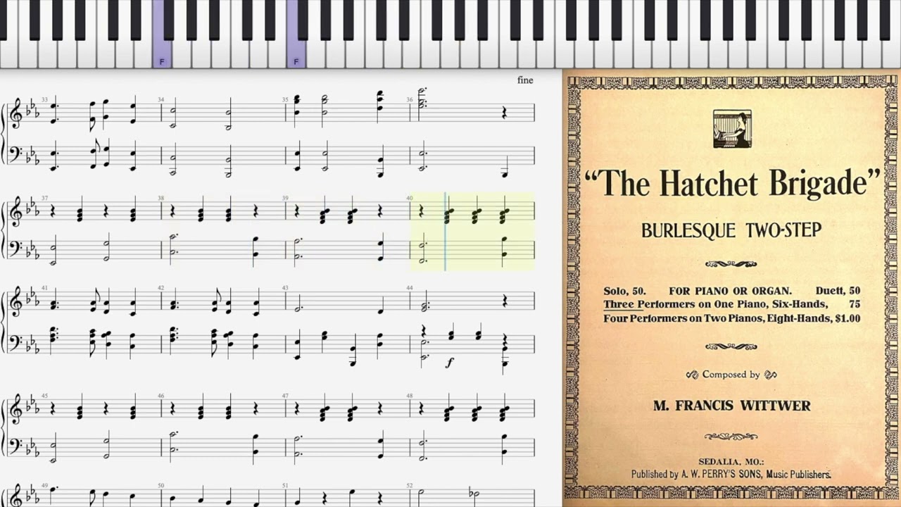 The Hatchet Brigade by Francis Wittwer (1903, Ragtime piano)