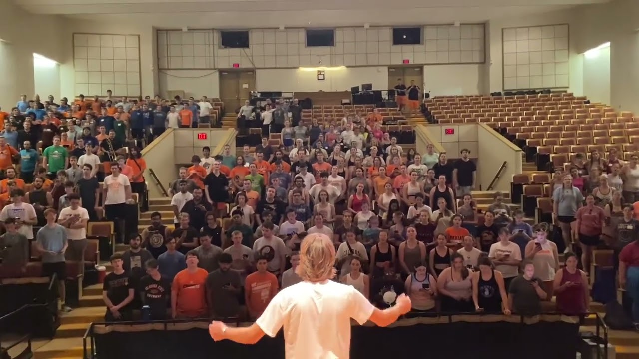 The Cowboy Marching Band sings the Oklahoma State University Alma Mater