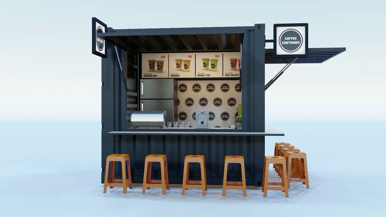 Coffee Container Kiosk 10ft 3D Model Preview