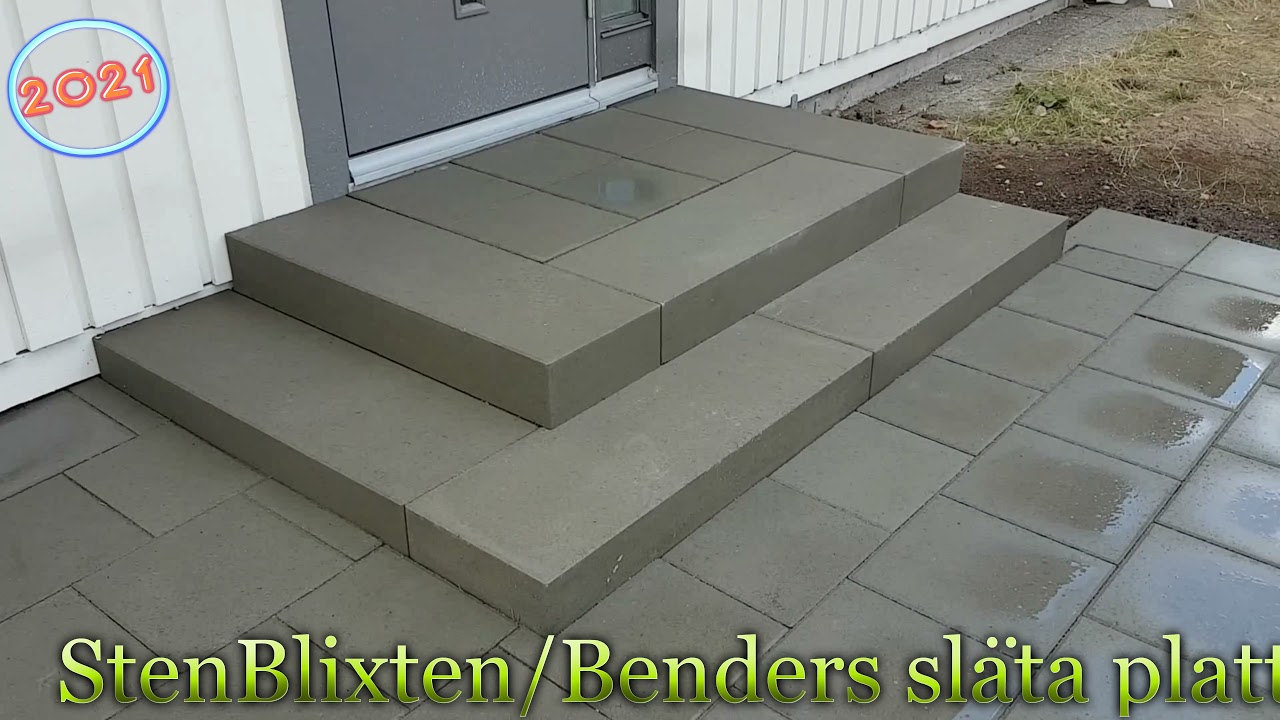 ✅Plattl&auml;ggning, Benders sl&auml;ta plattor 350x350x50mm gr&aring;   🌦☀️