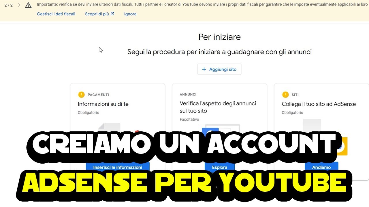 Come creare un account Adsense per YouTube