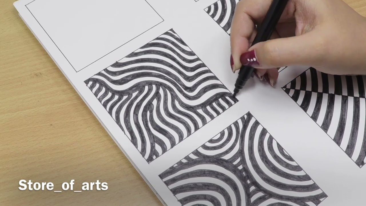 How to draw 6 Curve line optical illusion drawings | step by step tutorial |