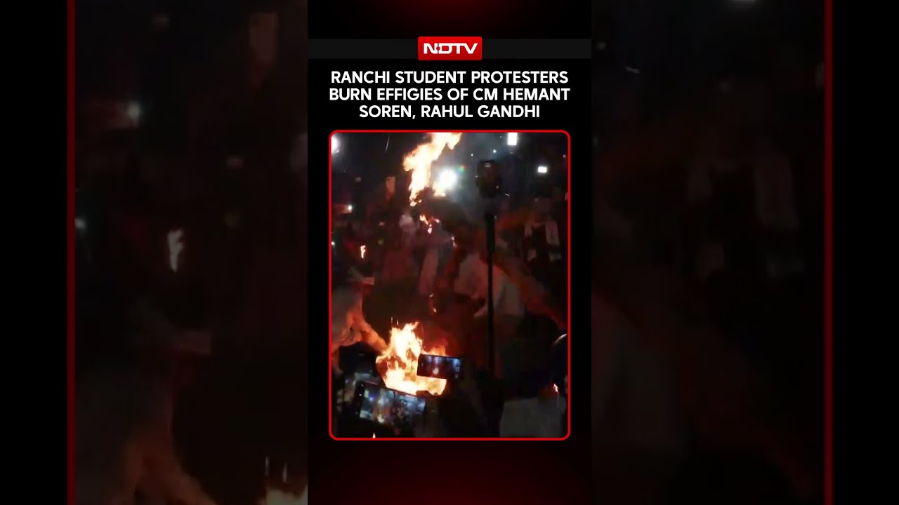 Jharkhand Protesting Students Burn Effigies Of CM Hemant Soren, Rahul Gandhi As Protests Intensify