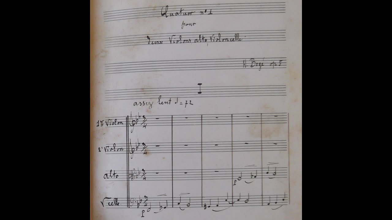 Henri Bogé - Premier quatuor à cordes opus 5 (ca. 1895) [with score]