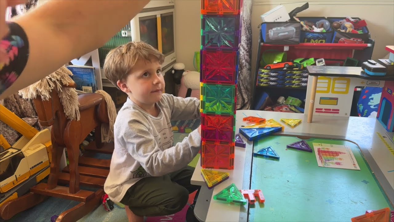 Diamond Magnetic Tiles Tower Building by Coodoo Toys Let Sterling Play