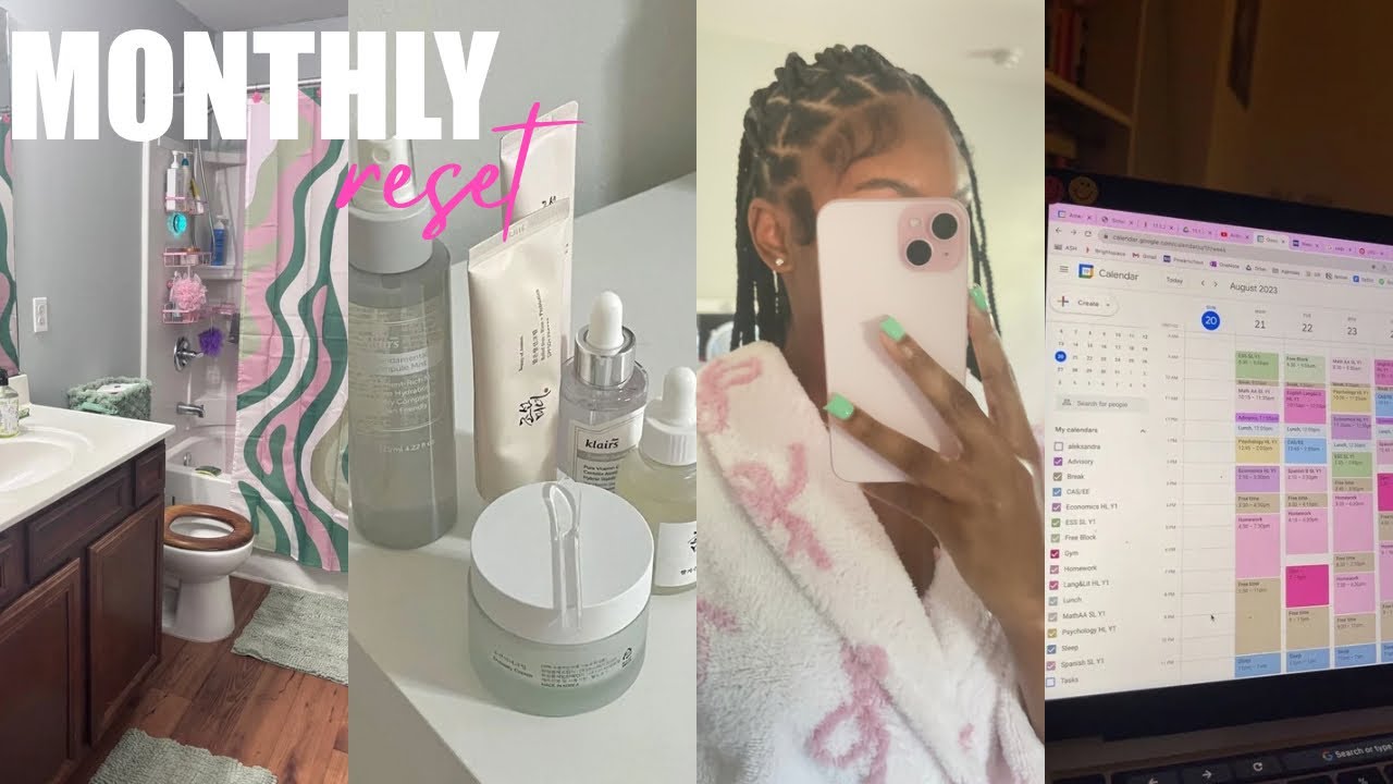 MONTHLY RESET: bathroom makeover, self care, nails, hair, getting my life together & more