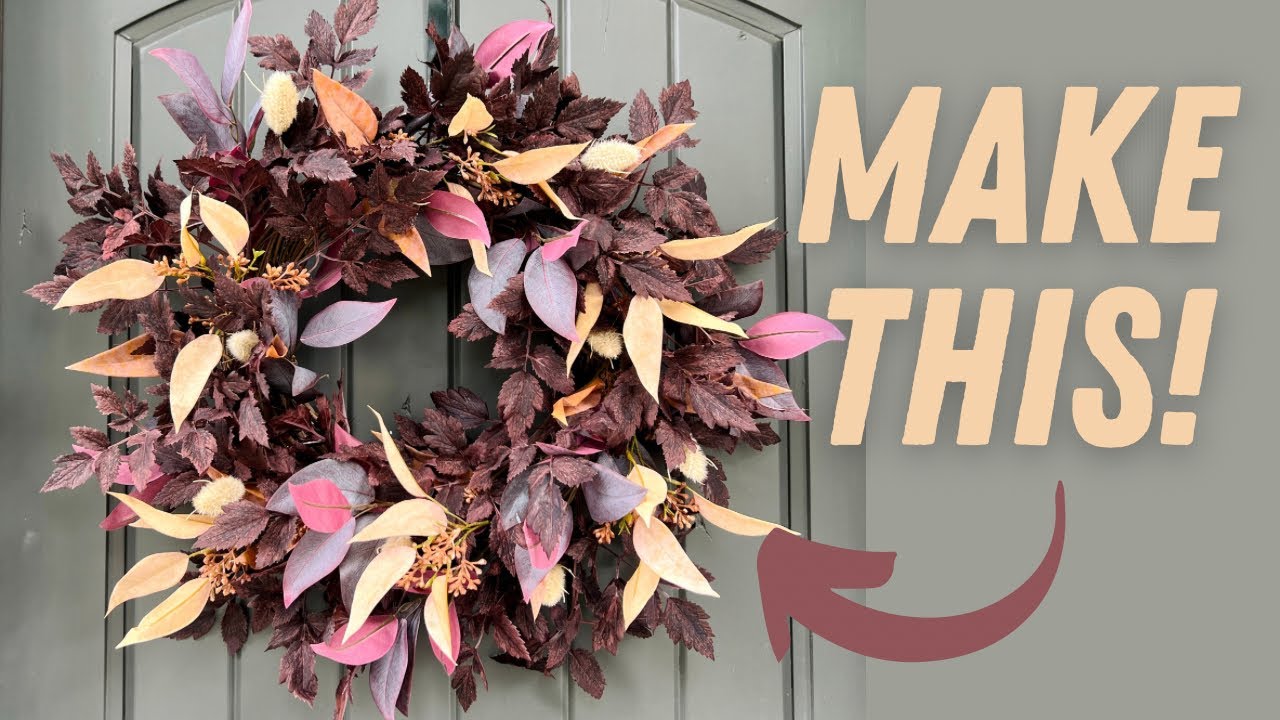 How to make a 🍂HIGH END🍂 fall wreath with faux florals on a grapevine wreath/  Plum Foliage Wreath