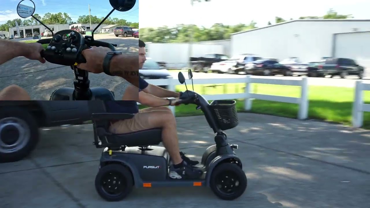 @PrideMobility Pursuit 2 - Fast Mobility Scooter Pulling a F250 4x4 with Ease!