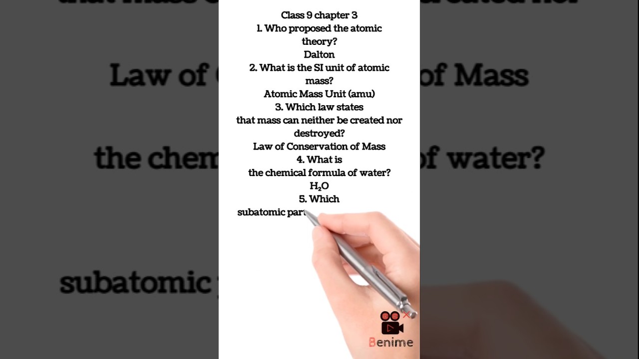 Class 9 science cbse chapter 3 || Atoms and molecules|| some important questions @MKRClasses