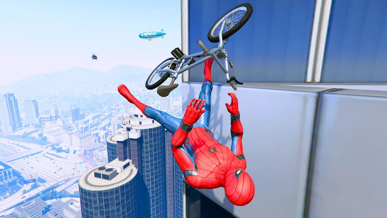 GTA 5 - Spiderman BMX Parkour Jumps Vol.5 (Euphoria Ragdolls)