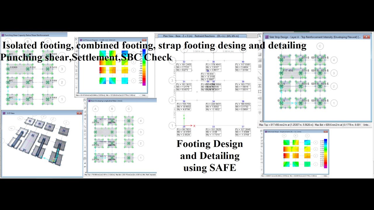 Footing Design and Detailing Using SAFE (Isolated, Combined, Strap,Mat/Raft)