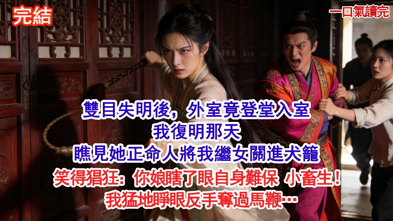 雙目失明後，外室竟登堂入室。我復明那天瞧見她正命人將我繼女關進犬籠笑得猖狂：你娘瞎了眼自身難保 小畜生！我猛地睜眼反手奪過馬鞭…#古風#追妻火葬場#愛情#小說