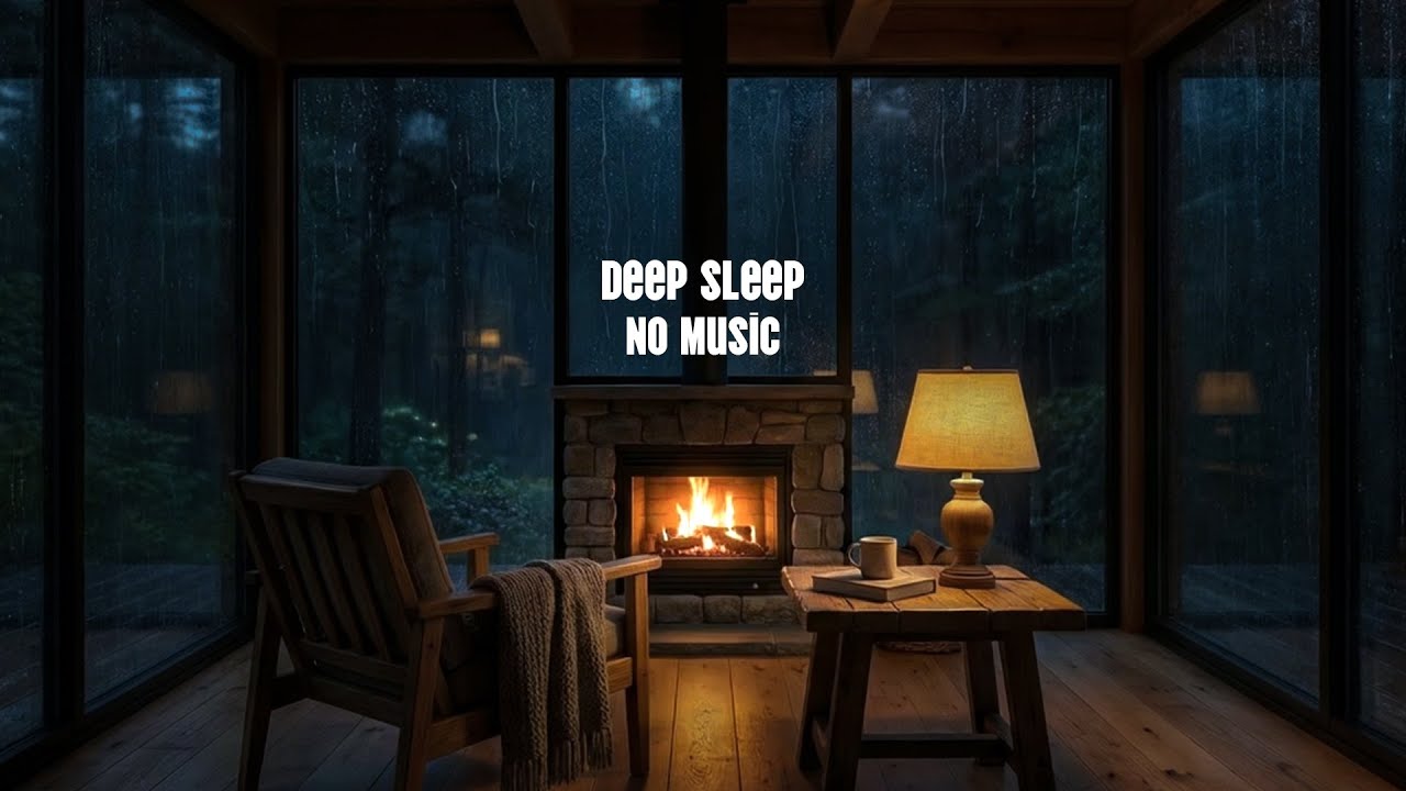 Fall Asleep Fast ASMR – Warm Fireplace Rain | Cozy Glass House