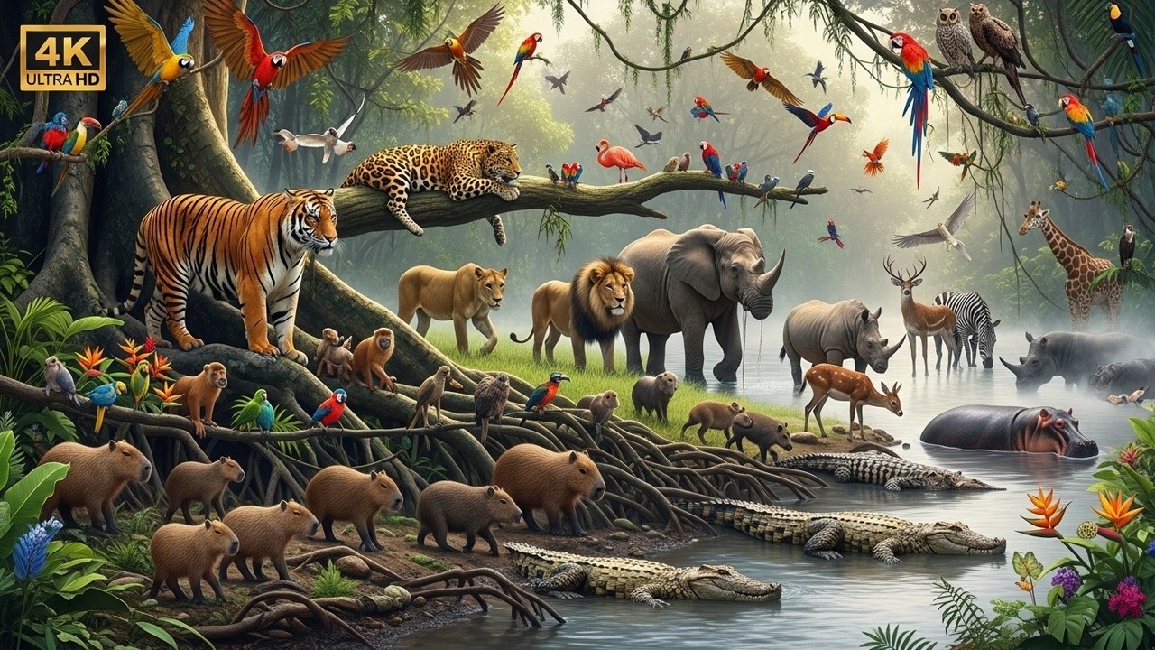 Relaxing Walk In The Jungle: Discovering Hidden Wildlife & Cute Baby Animals | Animal Lovers Land