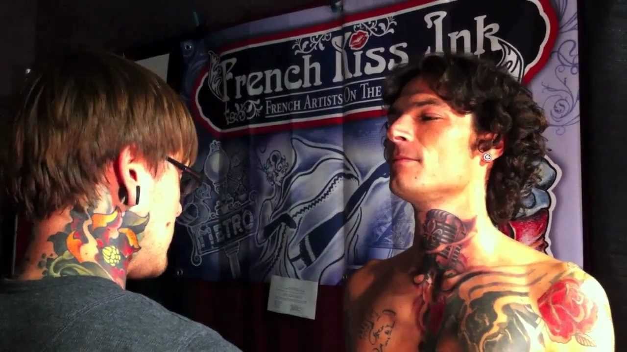 Throat tattoo by Nick Baxter