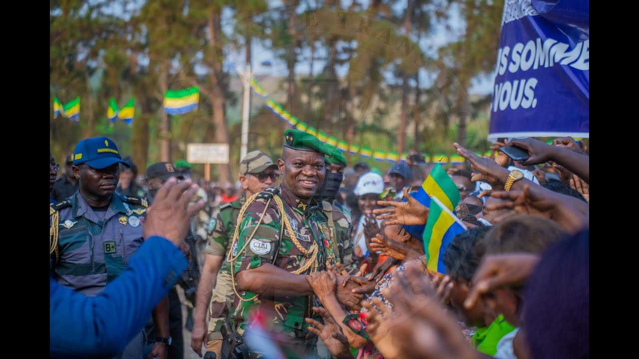 Gabon : arrivée du Président de la Transition à l'aéroport de Mvengué (Haut-Ogooué)