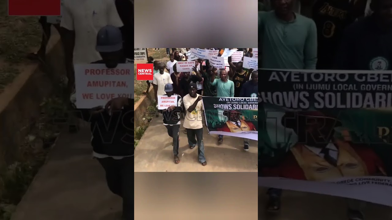 Youth protest in Aiyetoro Gbede over plans to remove INEC Chairman Amupitan