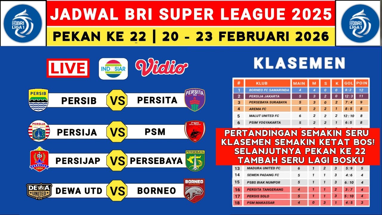 RESMI! Jadwal Liga 1 2025 Pekan ke 22 - Persib vs Persita - Persija vs PSM - Liga 1 Indonesia 2025