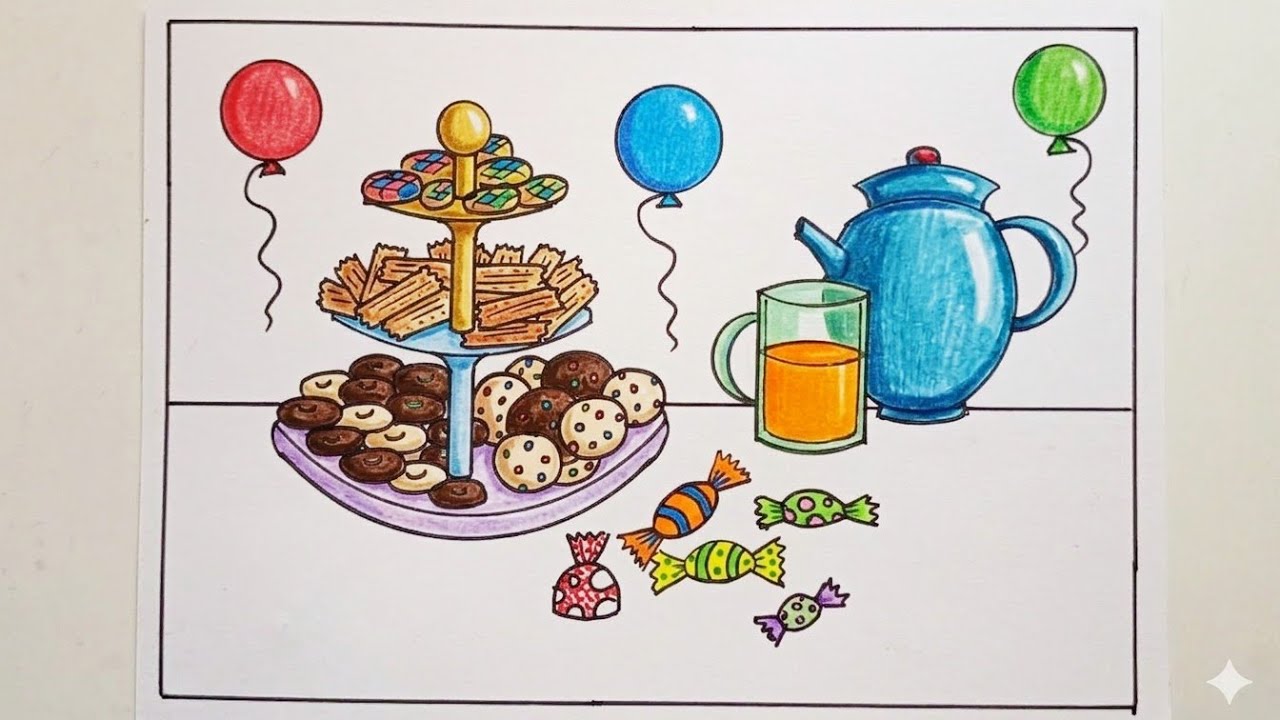 رسم عن العيد 2026 | رسم عيد الفطر | رسم أجواء عيد الفطر| رسم صور عيد الفطر| رسم عيد الفطر المبارك