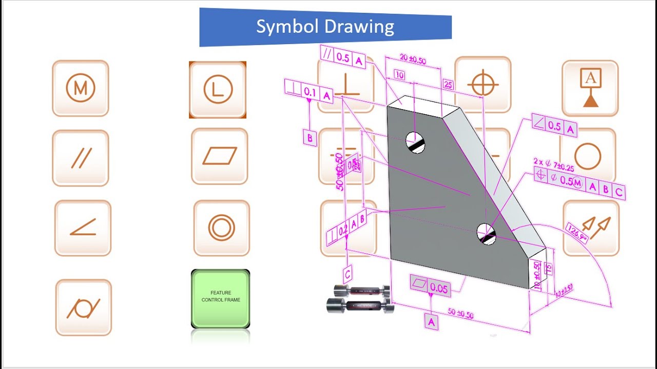 cara membaca gambar teknik # geometris toleransi dan symbol (GD&T)