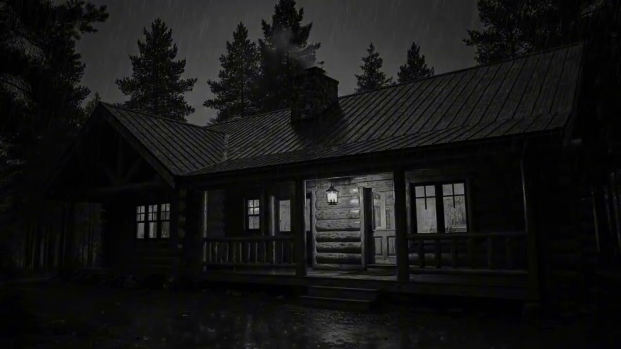 Cabin Night Storm Ambience With Strong Rain and Thunder for Relaxing Deep Sleep Atmosphere