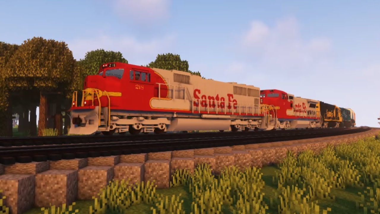 Railfanning the ATSF Transcon 1995 in Minecraft Immersive Railroading; Ft. ATSF, SP, BN, and Amtrak!